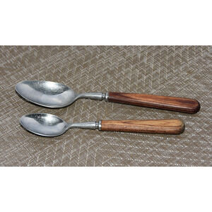 Roberson MCM Rosewood Handles Stainless Steel Flatware Soup Spoon & Teaspoon